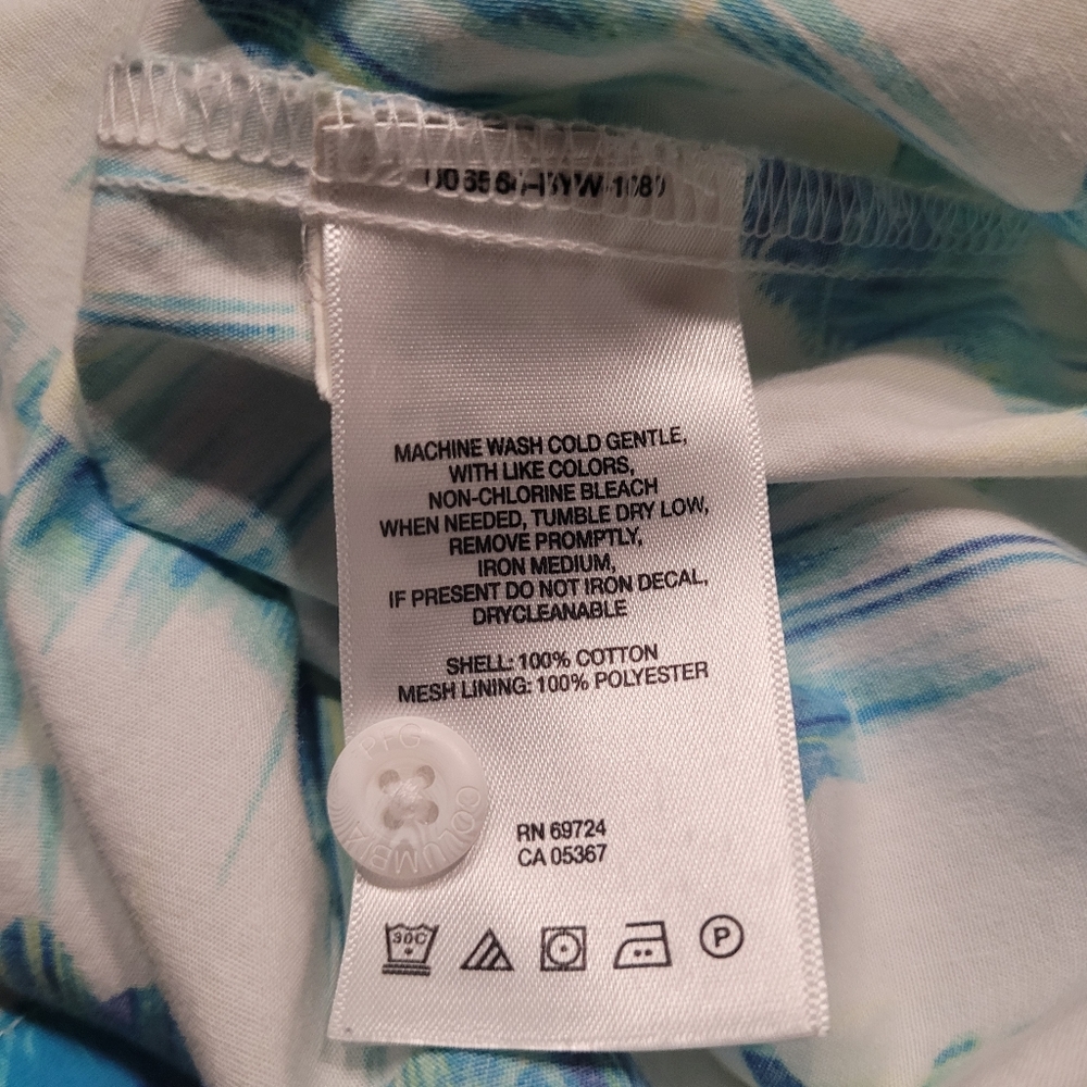 Columbia Performance Fishing Gear Short-sleeve Btn-dwn Shirt Sz Small White Blue - Picture 5 of 6
